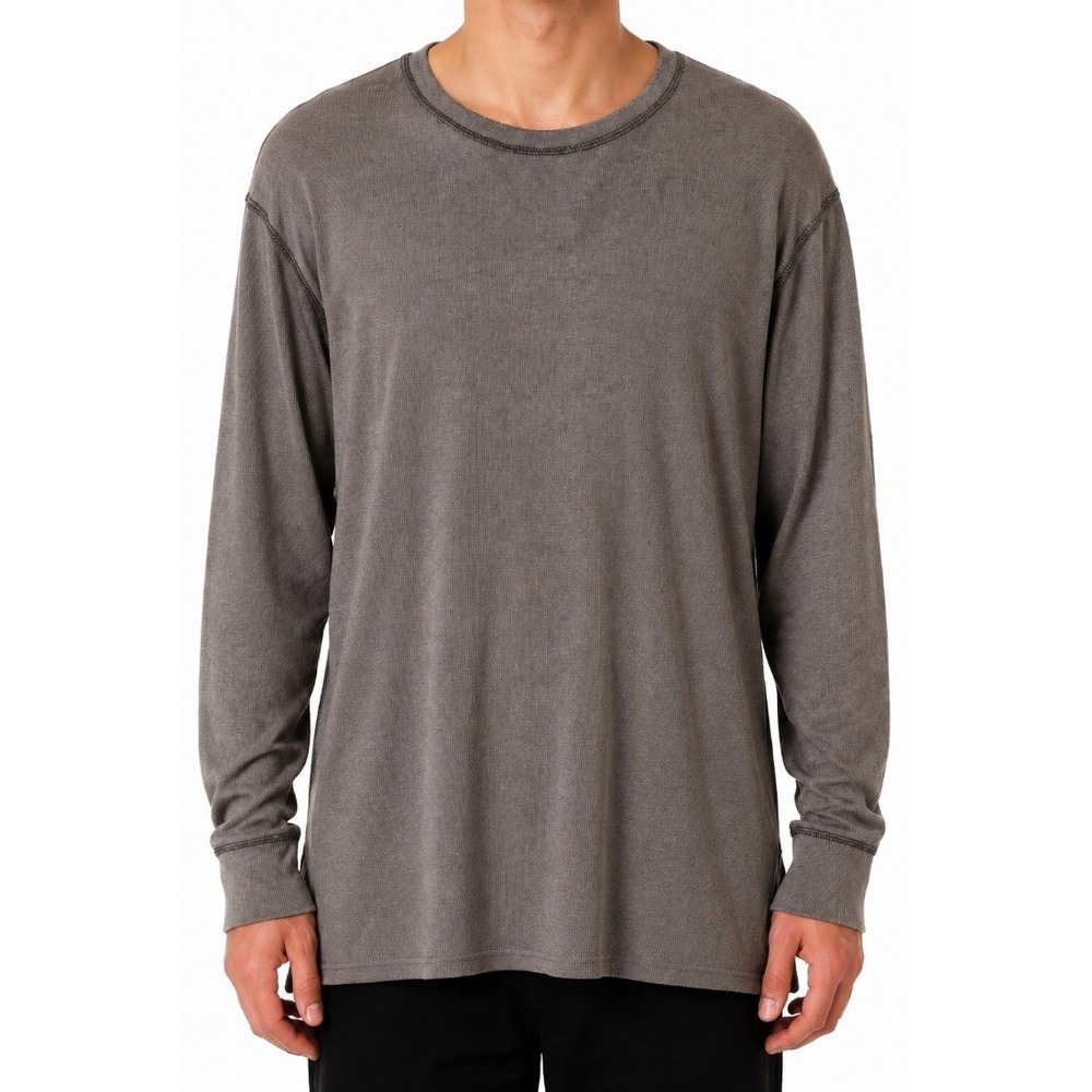 Reclaim Mens Long Sleeve Thermal Knit Pullover Sweater Brown Gray XL